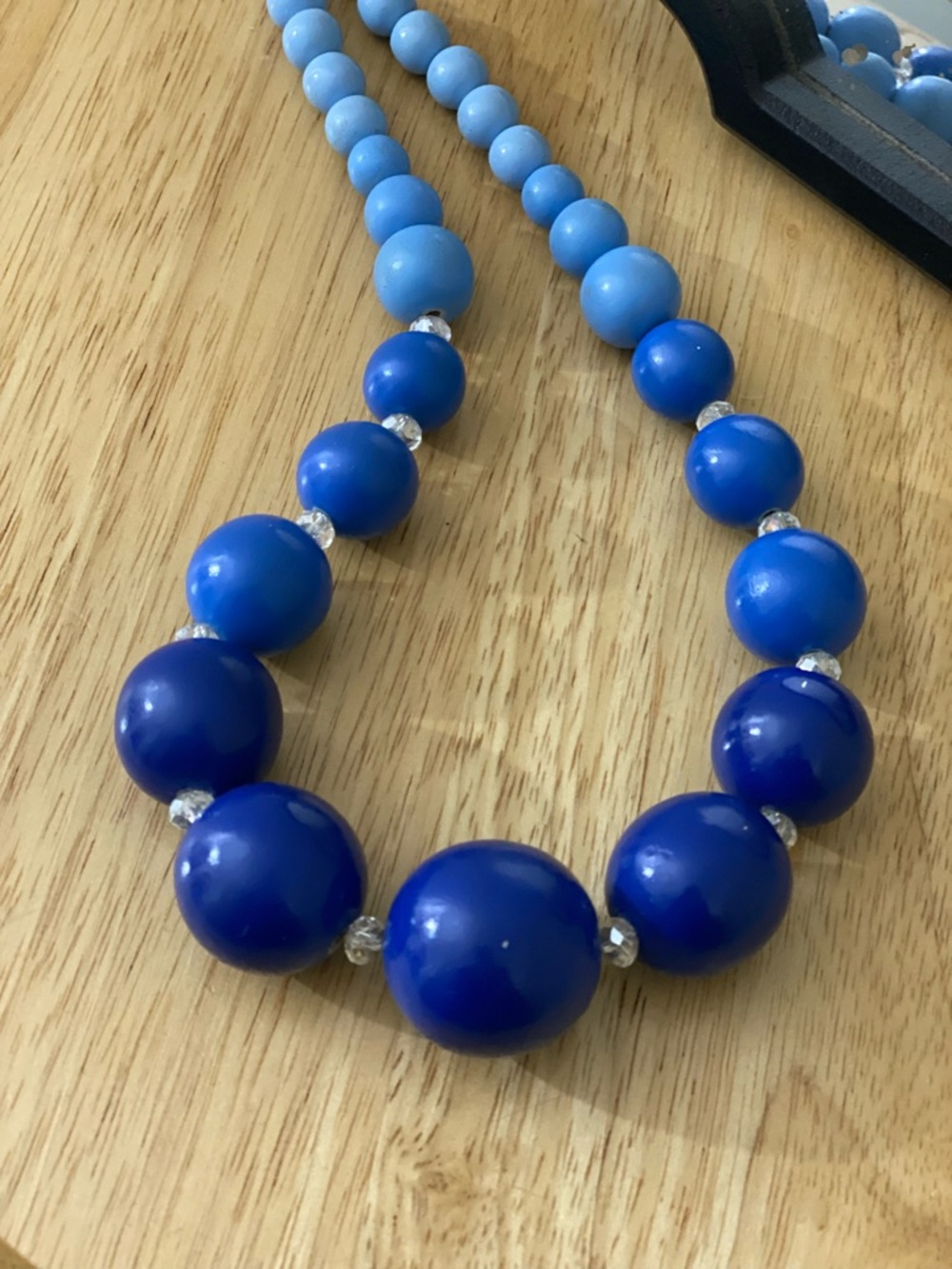 Chunky Beaded Necklace set in Purple and Blue - Picture 3 of 8